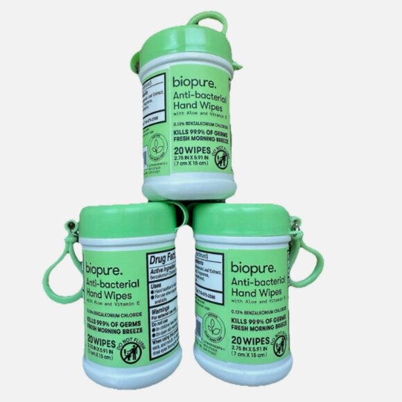 3 Biopure Antibacterial Travel Size Hand Wipes Keychain (Fresh Morning Breeze) - Picture 1 of 4